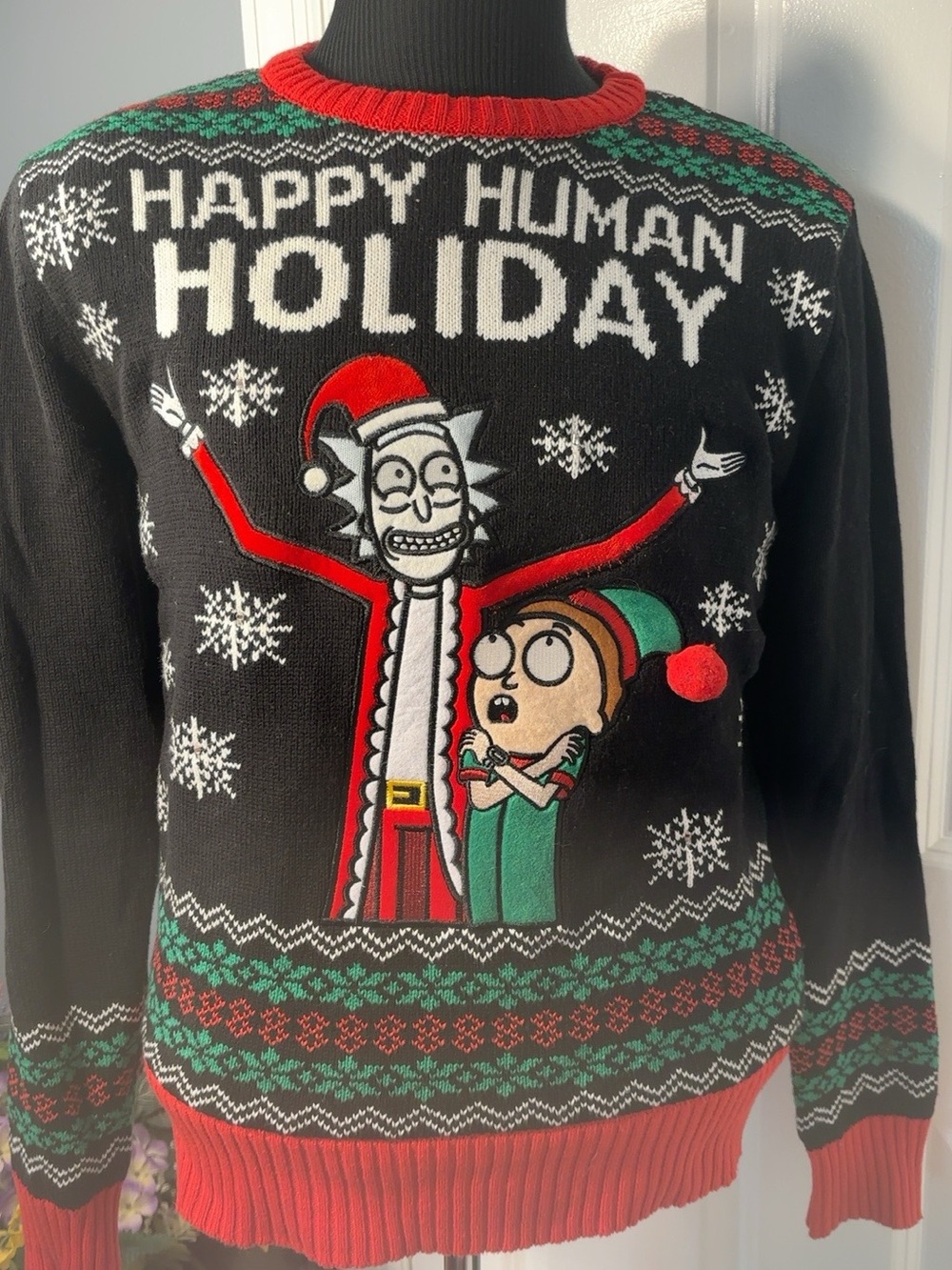 Men’s Rick and Morty Light-Up Christmas Ugly Sweater Size Small - Picture 3 of 8